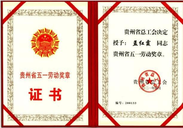 2021年貴州省五一勞動(dòng)獎(jiǎng)?wù)拢霞t霞）
